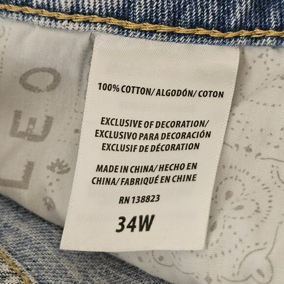 Cleo Wolf Mid Rise Women Short Jean Denim Distressed Light Wash Size 34W - Picture 9 of 13